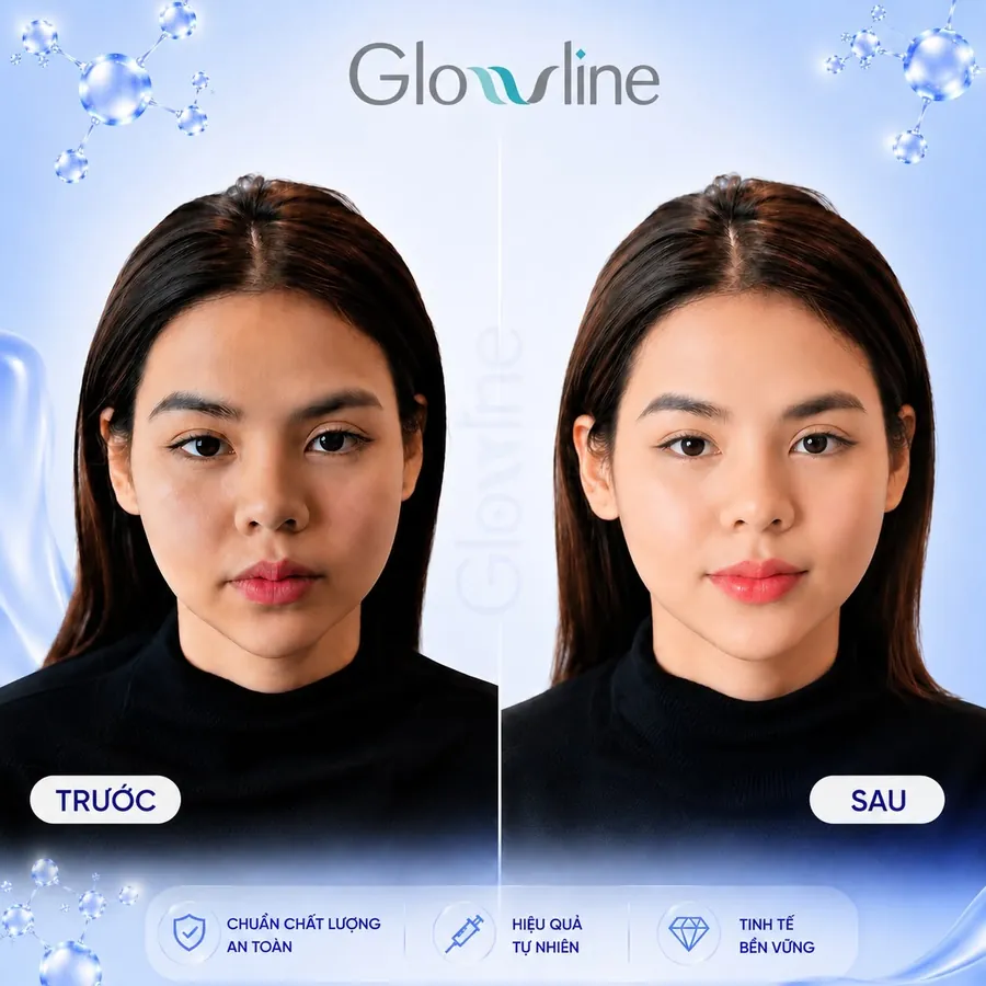 Trước và sau điều trị với Glowline, trường hợp 1