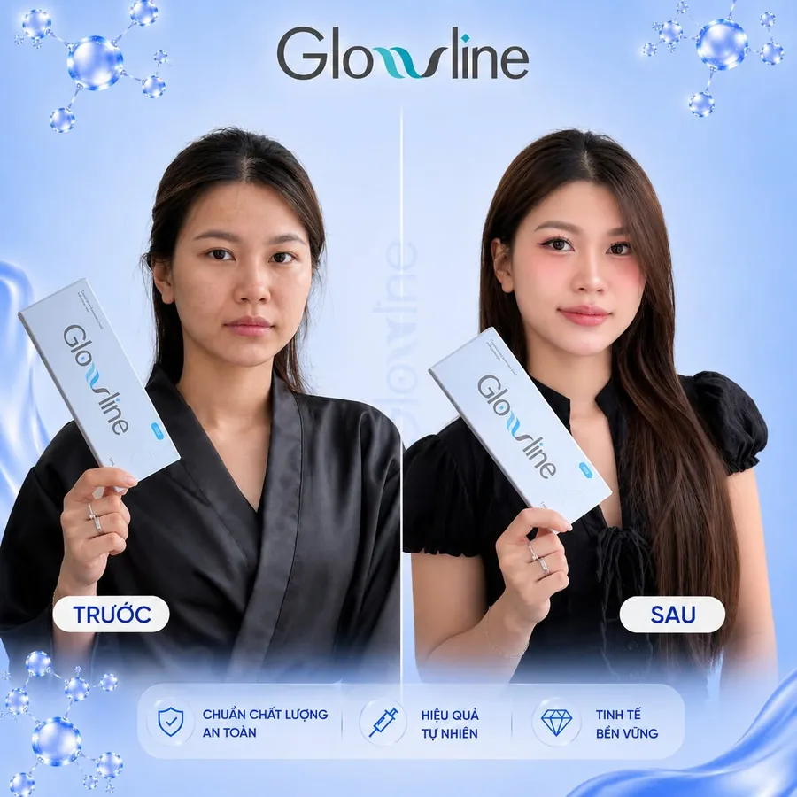 Trước và sau điều trị với Glowline, trường hợp 3